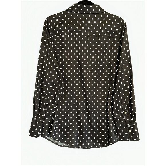 BCBG MAXAZRIA Womens XL Polka Dot Satin Button-Up Blouse Whimsigoth Preppy - Picture 8 of 14